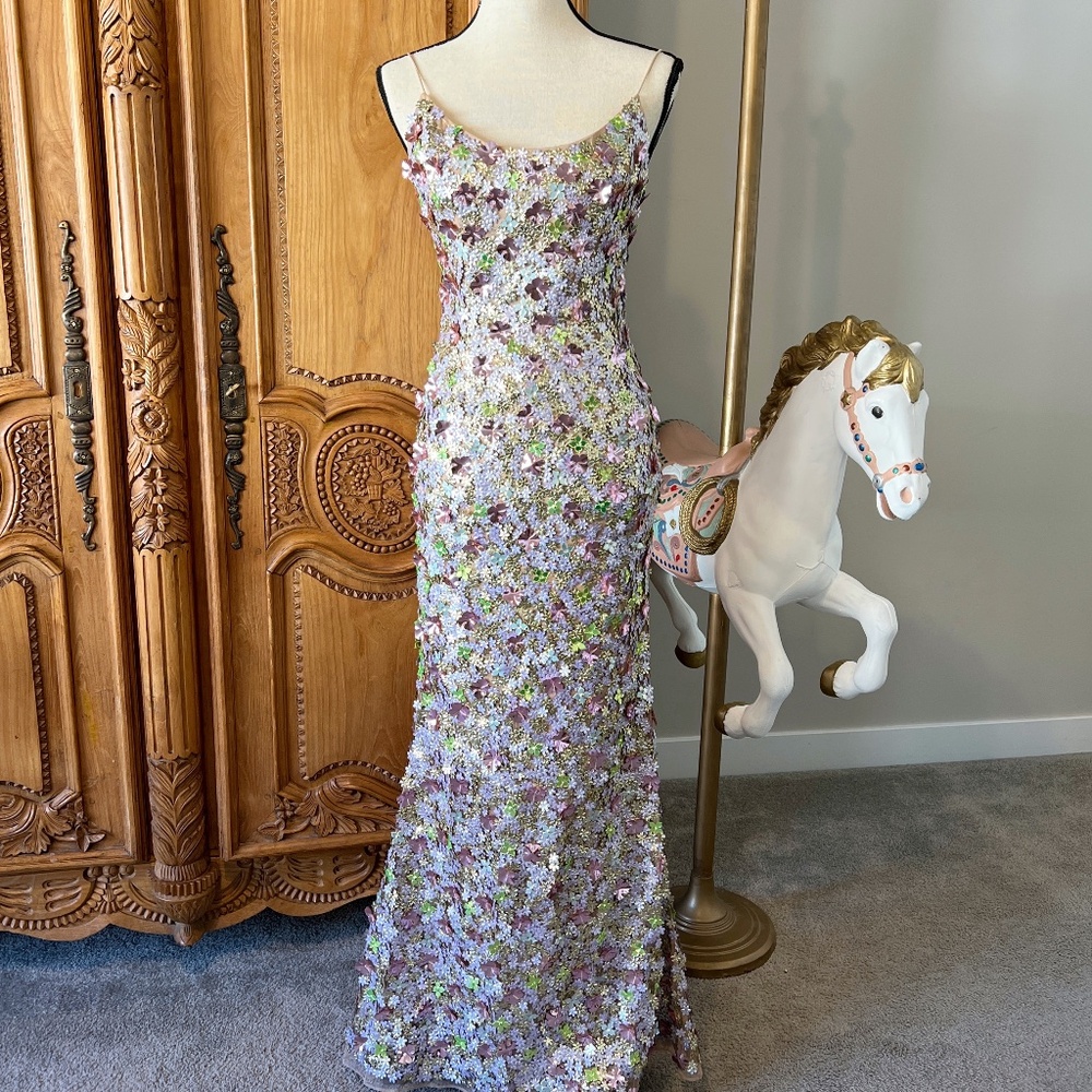 NWT Mac Duggal [6] 6153 Multicolor Sleeveless Floral Paillette Embellished Gown - Picture 2 of 12
